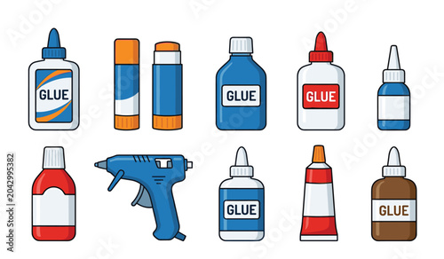 Foto Stationery glue vector office adhesive illustration set