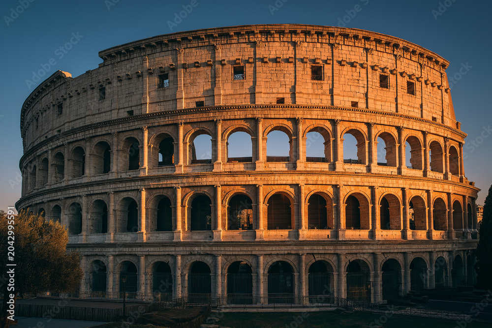 Fototapeta premium The Colosseum in Rome, Italy, an iconic ancient amphitheater.