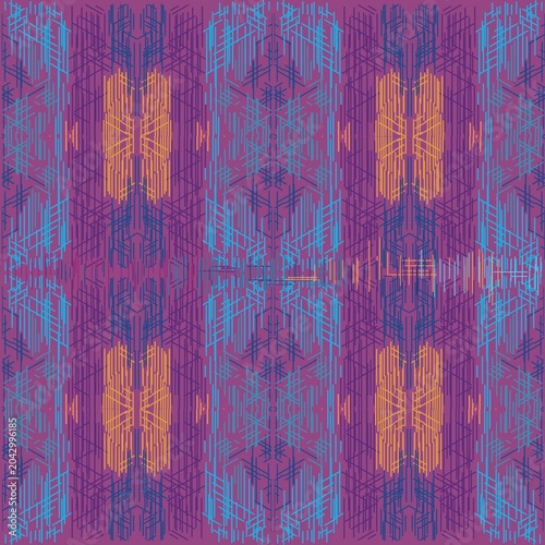 Vibrant Purple and Orange Symmetrical Kaleidoscope Pattern