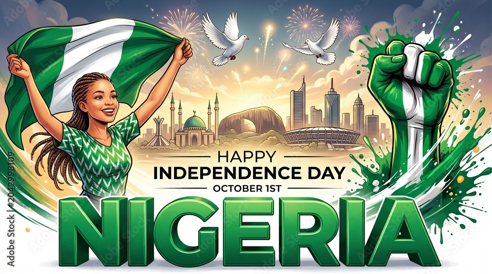 Fototapeta premium happy independence day Nigeria greetings. vector illustration design
