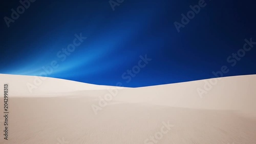 Minimalist desert landscape with beige dunes under a blue sky
