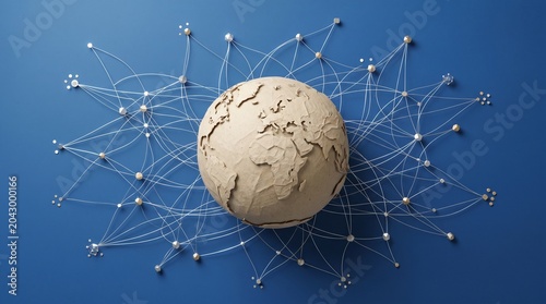 Dynamic global network illustrating interconnectedness and technological communication across the world, symbolizing data exchange and innovation in a digital age