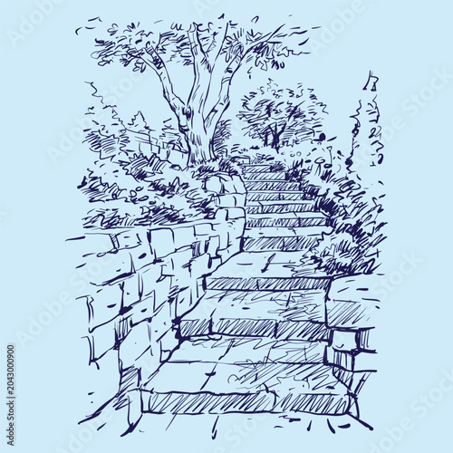 steps with stone vector for illustration card decoration 