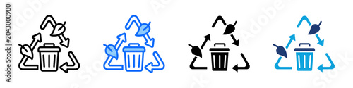 Foto Biodegradable Waste Icon Set Multi Style Vector Illustration