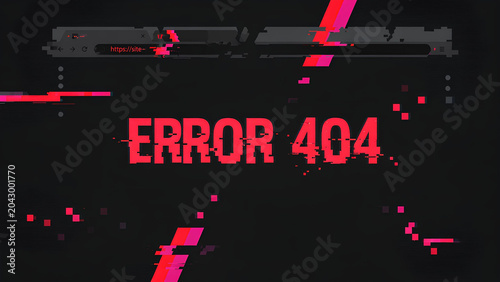 Minimalist digital illustration of a broken webpage with the text “ERROR 404” displayed clearly in the center