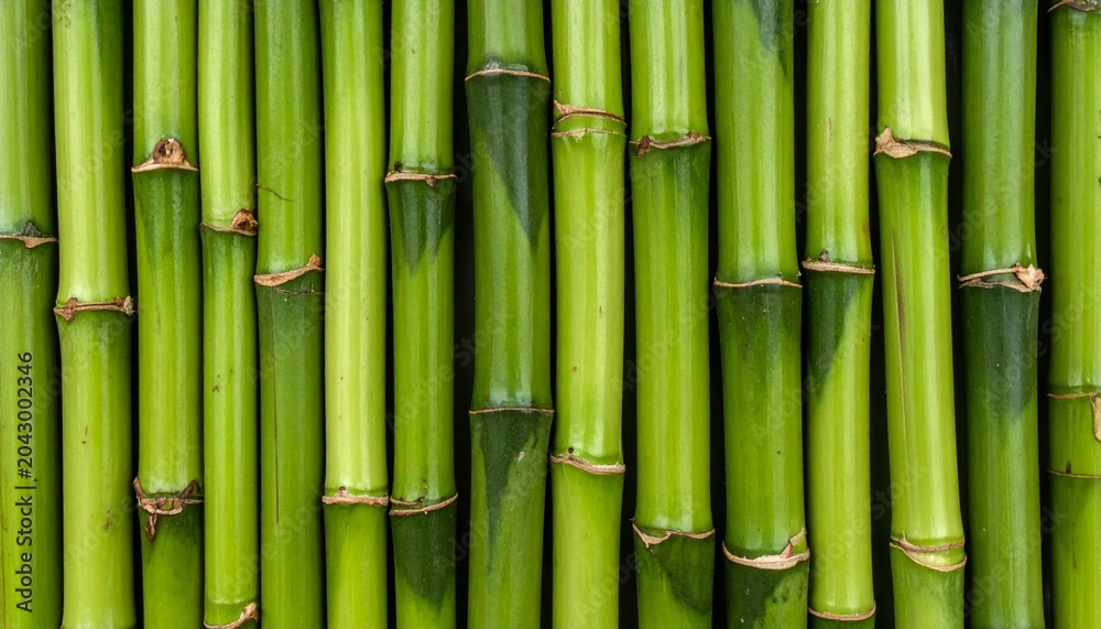Fototapeta premium Vibrant green bamboo stalks arranged vertically, a natural pattern and texture