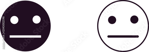 Billede på lærred Neutral Face Emoji Icons Set Modern Calm and Emotionless Expression Symbols for