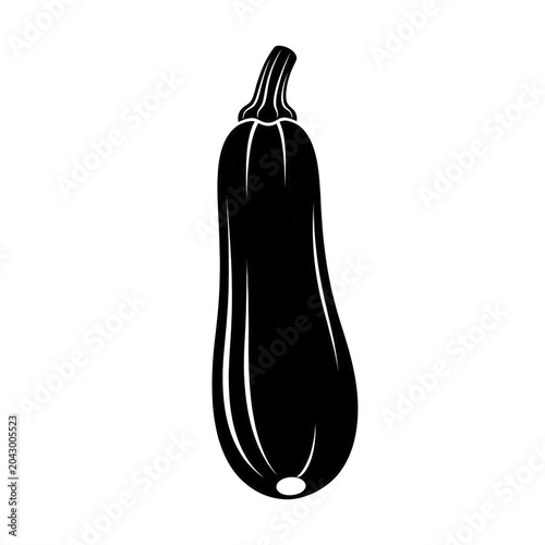 Zucchini icon, simple style black silhouette of a fresh vegetable isolated on white background vector illustration of a summer squash for food design, menu, market, or farm product label