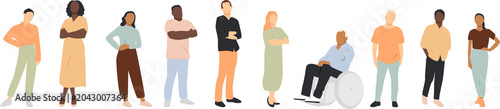Different people standing. Set of characters.