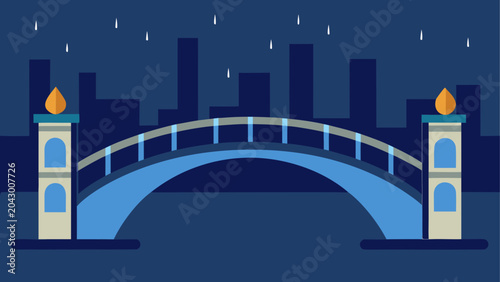 Cuadro en lienzo Illuminated bridge at night