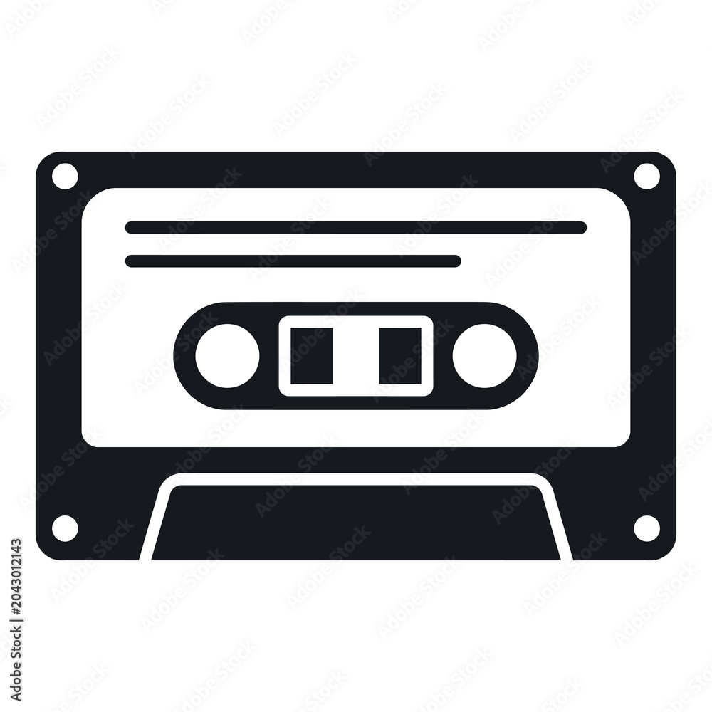 Obraz premium Cassette tape icon in black and white color scheme audio music symbol icon