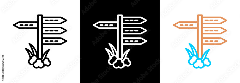 Fototapeta premium Direction on white and black background