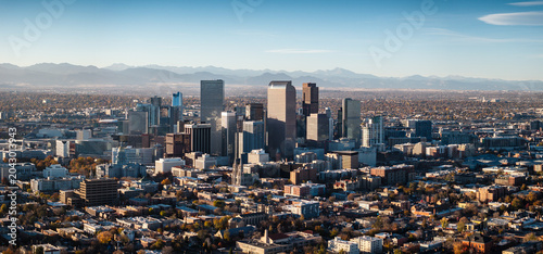 Bild auf Leinwand Aerial view of the skyline of Denver, Colorado, USA.