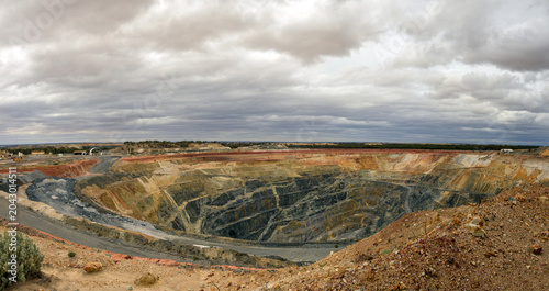panoramic view of open pit gold operation, Edna May, Westonia, goldfields, Western Australia 