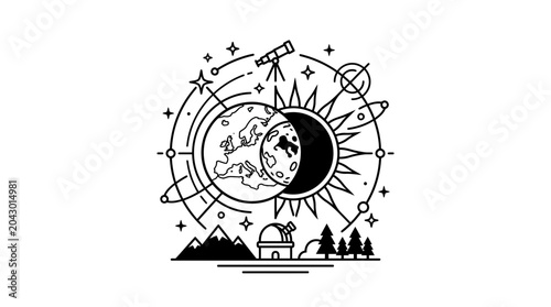 Foto Astronomy, Earth, Sun, Moon, Eclipse, Stars