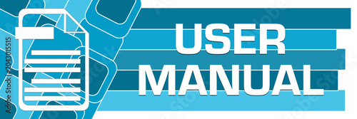 User Manual Blue Squares Stripes Symbol Text Horizontal 
