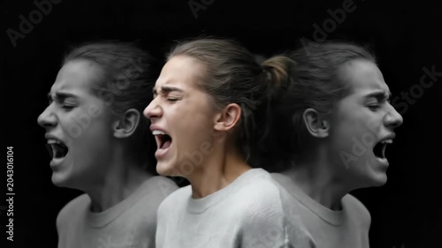 Woman with Post Traumatic Stress Disorder, experiencing severe emotional anguish, overwhelming psychological distress, a veteran's profound battle with trauma, mental health, inner pain, crying