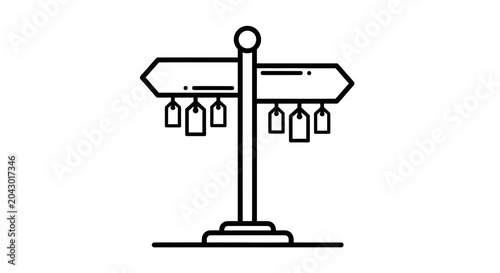 Fotografie Directional Signpost with Multiple Tags or Labels for Information