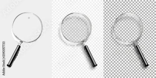 Quadro su tela magnifying glass trio on transparent background set