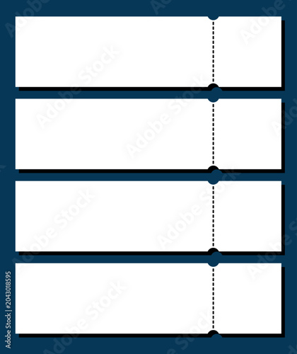 Blank discount coupon tickets vector set isolated on dark blue background