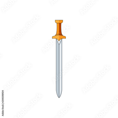 Bild auf Leinwand Classic Medieval Knight Sword with Orange Hilt Vector Icon