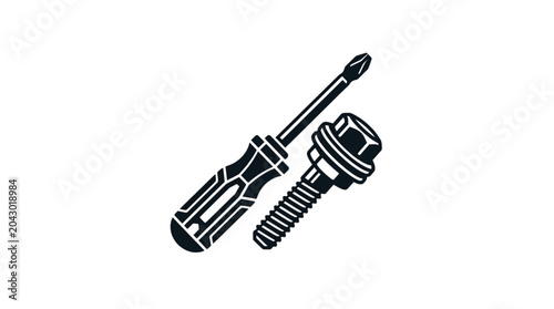 Foto Screwdriver and Bolt Tool for Repair and Construction.