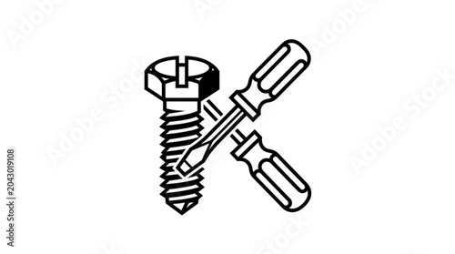 Bild auf Leinwand Screw and Screwdriver Tools Illustration.