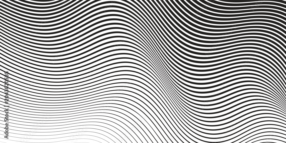 Fototapeta premium Modern Geometric Wave Stripes in Monochrome creative illustration