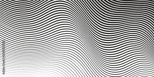 Cuadro en lienzo Modern Geometric Wave Stripes in Monochrome creative illustration