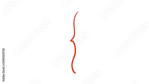 displays a hand-drawn, textured red opening curly bracket or brace centered on a white background.