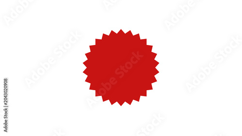 Shows a solid red starburst or jagged rosette emblem with multiple sharp points centered on a plain white background.