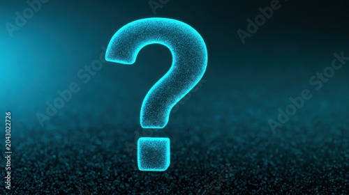 Digital glowing particle question mark symbol