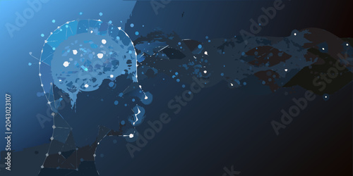 Tableau sur toile brain network digital illustration neurons connections neuroscience
