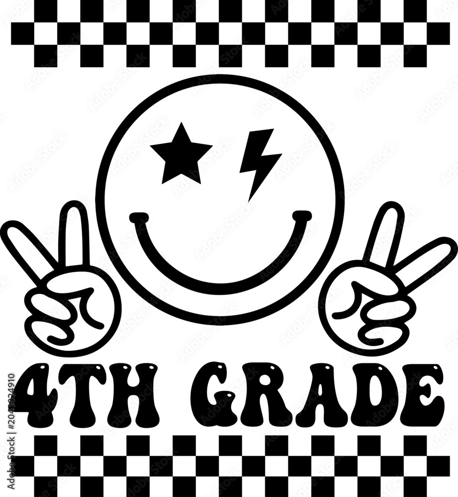 Fototapeta premium Retro Smiley Face 4th Grade Design