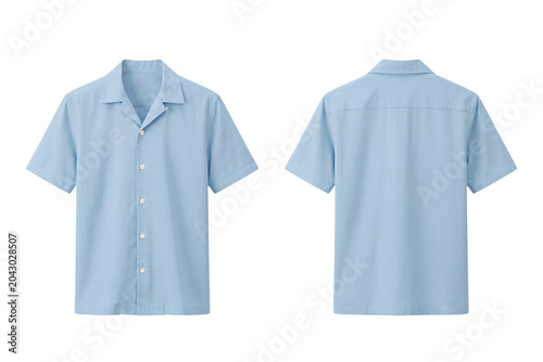 Light blue Short sleeves Button up shirt mock-up 