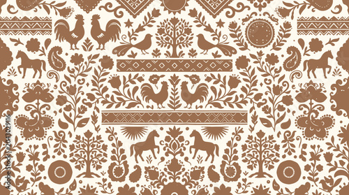 Intricate Damask Floral Pattern for Textile, Wallpaper and Design Projects.