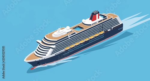 Tableau sur toile Cruise ship sailing through calm waters.