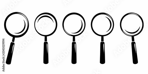 Foto magnifying glass icons in black and white