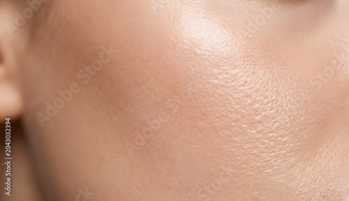 Texture of clean human skin with natural pores and glow