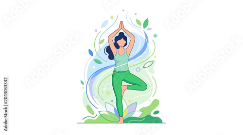 Woman practicing yoga in nature