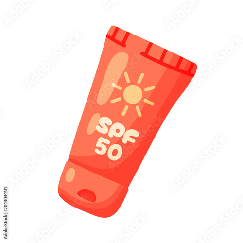 Sunscreen Tube SPF 50 Red Orange Sun Clipart
