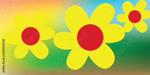 Background abstarct gradient sunset in backyard with sun flowers. Eps 10.