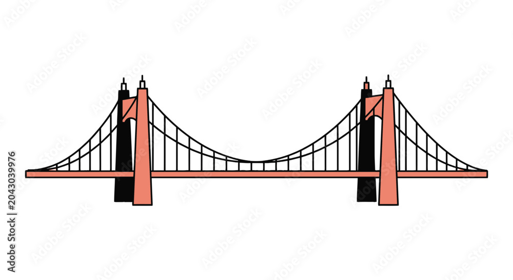 Obraz premium Iconic Suspension Bridge Design Featuring Aesthetically Pleasing Architecture And Engineering Marvels