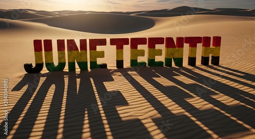 Juneteenth celebration in desert landscape at sunset