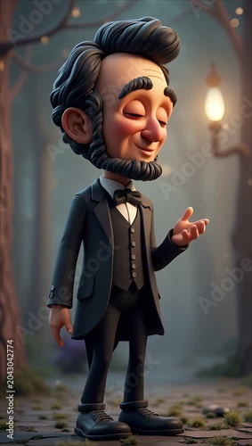 3D animation of Abraham Lincoln