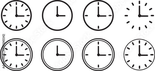 Quadro su tela Various clock designs in minimalist line style