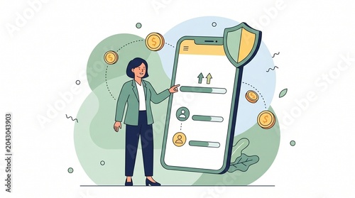 Mobile banking and online money transfer flat vector