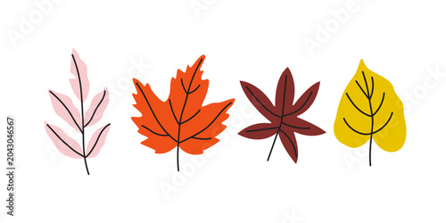 Obraz na plátně Bright vector leaves of various shapes and warm fall colors