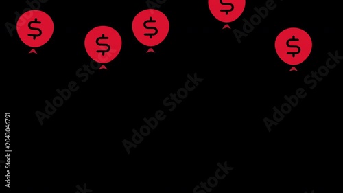 Floating Dollar Symbol Balloon Inflation Animation Transparent Background