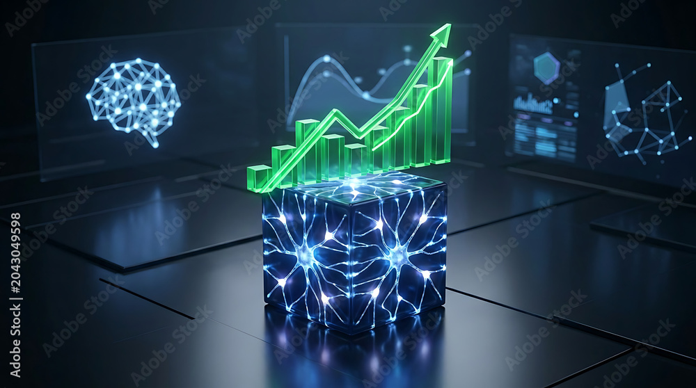 Fototapeta premium AI investment boom concept isolated on a clean white background